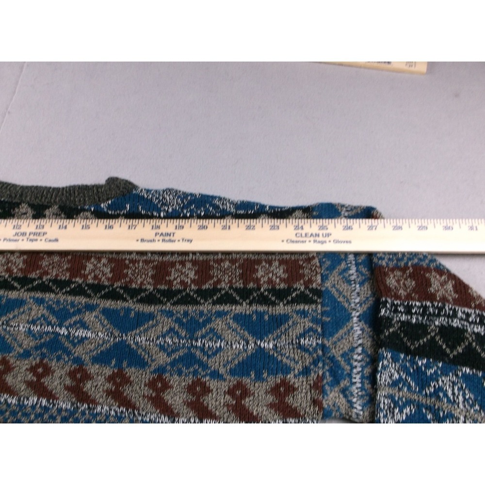 Cambridge Classics Mens Vintage Fair Isle Crewneck Sweater Blue Brown Large - Picture 9 of 9